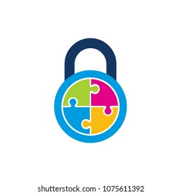 Puzzle Lock Logo Icon Design