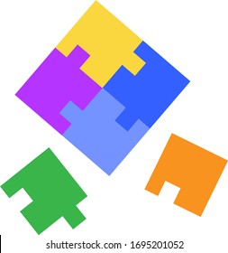 A puzzle is a logical puzzle that involves creating a complete picture of individual fragments that differ in their shape. vector.