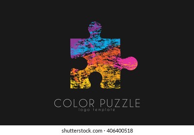 Puzzle logo. Color puzzle design. Creative logo