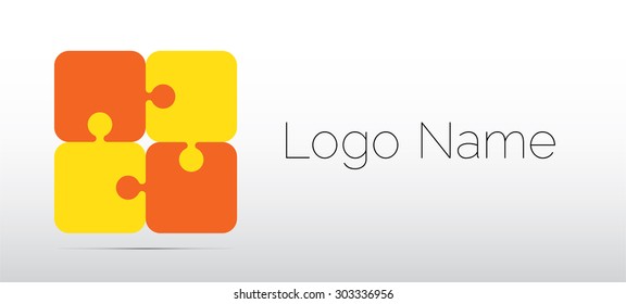 Puzzle logo design, illustration vector template.Colorful logic icon.