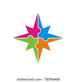 puzzle logo design template vector