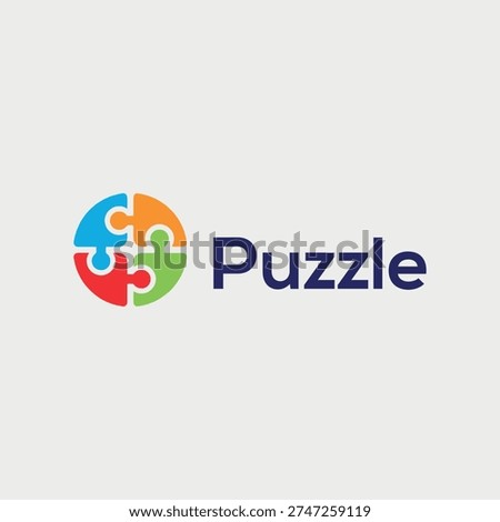 puzzle logo design vector format
