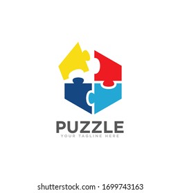 Business Logo Cube Puzzle Vector Sign Stock Vector (Royalty Free) 394169977