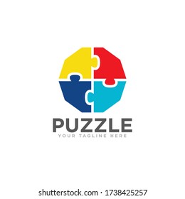 Plantilla de vectores de diseño de logotipos de rompecabezas