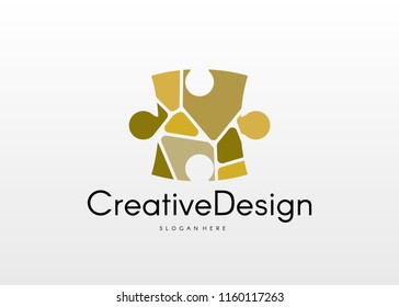 Puzzle Logo. Easy to edit change size, color, and text