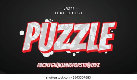 Puzzle logo graffiti font text effect, spray and street text style 