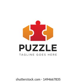 puzzle logo and icon vector illustration design template