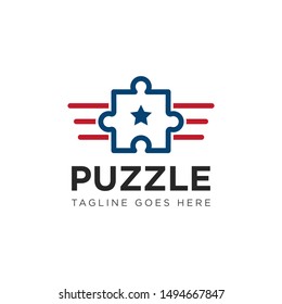 puzzle logo and icon vector illustration design template