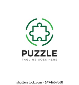 puzzle logo and icon vector illustration design template