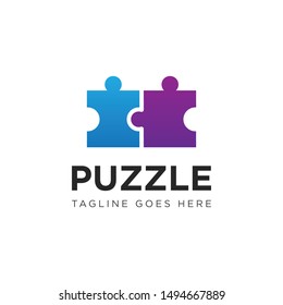 puzzle logo and icon vector illustration design template