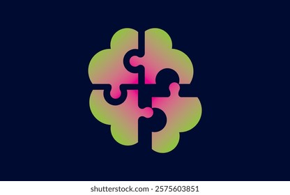 Puzzle logo icon vector illustration design template