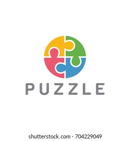 puzzle logo stylized creative design template