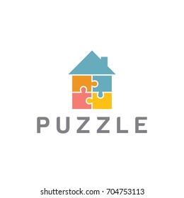 puzzle logo stylized creative design template