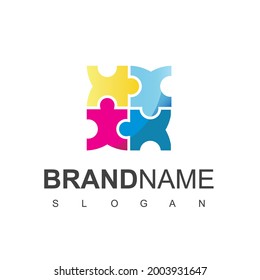 Puzzle Logo, Team Work Symbol