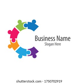 Puzzle logo vector icon illustration design
