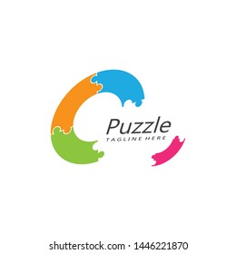 puzzle logo vector icon template