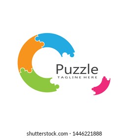 puzzle logo vector icon template