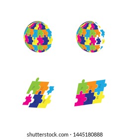 puzzle logo vector template design