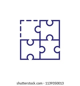 Puzzle with lost piece line icon. Jigsaw, square, integrity. Search for solution concept. Can be used for topics like cooperation, teamwork, problem solving, management