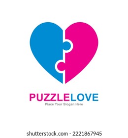 Puzzle love logo vector design.