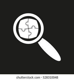 puzzle, magnifying glass vector icon, eps10