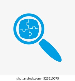 puzzle, magnifying glass vector icon, eps10