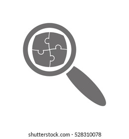 puzzle, magnifying glass vector icon, eps10