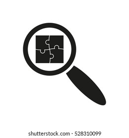 puzzle, magnifying glass vector icon, eps10