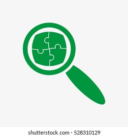 puzzle, magnifying glass vector icon, eps10