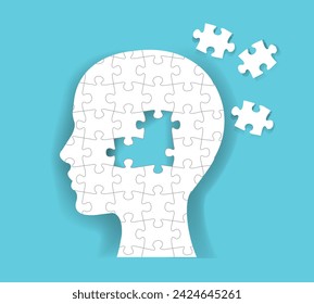 Puzzle Man Kopf Symbol isoliert blauer Hintergrund 
Mit Verlaufsnetz, Vektordarstellung