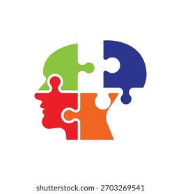 Puzzle Man Head Symbol, einzelne Vektorgrafik