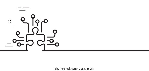 Puzzle With Many Options Line Icon. Decide Jigsaw Sign. Business Challenge Symbol. Minimal Line Illustration Background. Puzzle Options Line Icon Pattern Banner. White Web Template Concept. Vector