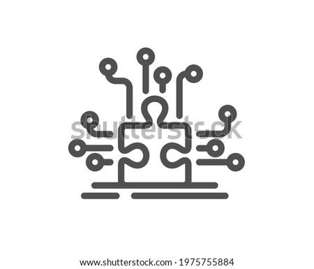 Puzzle with many options line icon. Decide Jigsaw sign. Business challenge symbol. Quality design element. Linear style puzzle options icon. Editable stroke. Vector