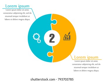 Puzzle many piece business presentation. Circle puzzles infograph. Section compare banner background. Any puzzle step round process diagram. Vector infographic banner