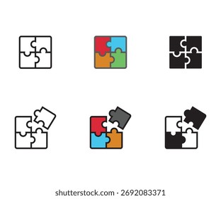 Puzzle-Matte-Symbolsatz einzeln auf weißem Hintergrund