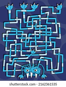 Puzzle maze Game. Cute and funny Monster Maze. Easy game for kids.