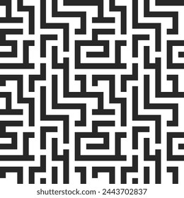 Puzzle maze, labyrinth, 1 bit, QR Code for smartphone pixel art icon and logo. Design for stamp, web, mobile app. Isolated on white background vector illustration. Game assets 8-bit sprite.