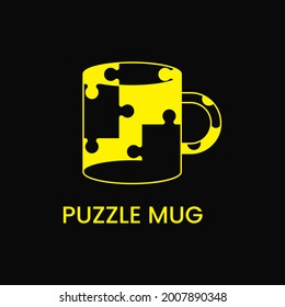 puzzle mug concept. suitable for logo, icon, symbol and sign. yellow