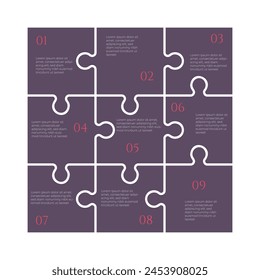 Puzzle nine pieces. infographic for business presentation