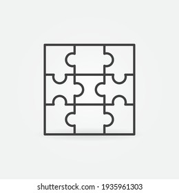 Puzzle mit neun linearen Vektorsymbol- oder Logo-Elementen