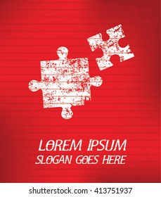 Puzzle on red background,poster grunge design