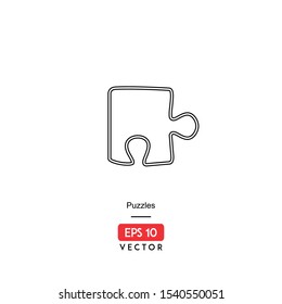 Puzzle on right side outline icon, EPS10 - Vector