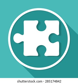 puzzle on white circle with a long shadow