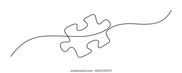 Rompecabezas en un dibujo de línea continua. Jigsaw con una sola pieza es el concepto de liderazgo en estilo lineal simple. Símbolo de negocio y equipo en trazo editable. Ilustración vectorial minimalista
