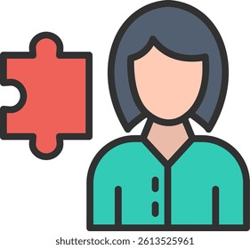 Puzzle Outline Filled Style Icon