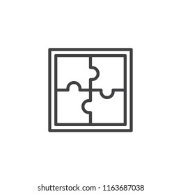 Puzzle outline icon. linear style sign for mobile concept and web design. Jigsaw puzzle simple line vector icon. Plugin symbol, logo illustration. Pixel perfect vector graphics