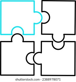 puzzle outline vector icons in two colors.