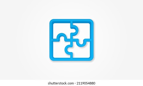 puzzle part, jigsaw piece, solution realistic icon. 3d vector illustration. Isolated line color pictogram. Transparent shadows