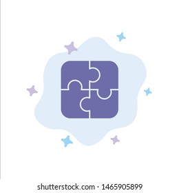 Puzzle, Parts, Strategy, Teamwork Blue Icon on Abstract Cloud Background. Vector Icon Template background