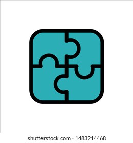 Puzzle, Parts, Strategy, Teamwork  Flat Color Icon. Vector icon banner Template